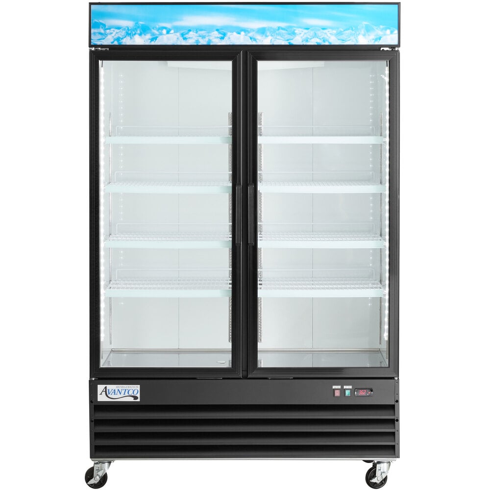 Avantco GDC-49-HC 53" Black Swing Glass Door Merchandiser Refrigerator with LED Lighting