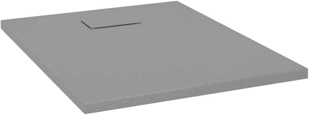 "vidaXL White SMC Shower Base Tray - Modern, Low-Profile Design - Reinforced with Resin, Fiberglass, and Stone Powder - Slate Stone Surface for Skid-Resistance"