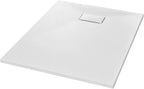 "vidaXL White SMC Shower Base Tray - Modern, Low-Profile Design - Reinforced with Resin, Fiberglass, and Stone Powder - Slate Stone Surface for Skid-Resistance"