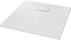 "vidaXL White SMC Shower Base Tray - Modern, Low-Profile Design - Reinforced with Resin, Fiberglass, and Stone Powder - Slate Stone Surface for Skid-Resistance"