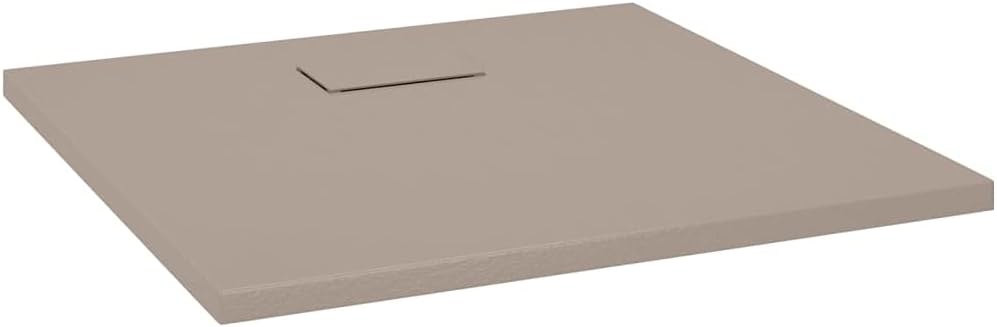 "vidaXL White SMC Shower Base Tray - Modern, Low-Profile Design - Reinforced with Resin, Fiberglass, and Stone Powder - Slate Stone Surface for Skid-Resistance"