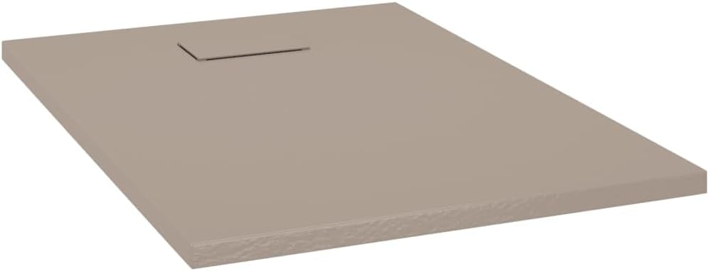 "vidaXL White SMC Shower Base Tray - Modern, Low-Profile Design - Reinforced with Resin, Fiberglass, and Stone Powder - Slate Stone Surface for Skid-Resistance"