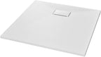 "vidaXL White SMC Shower Base Tray - Modern, Low-Profile Design - Reinforced with Resin, Fiberglass, and Stone Powder - Slate Stone Surface for Skid-Resistance"