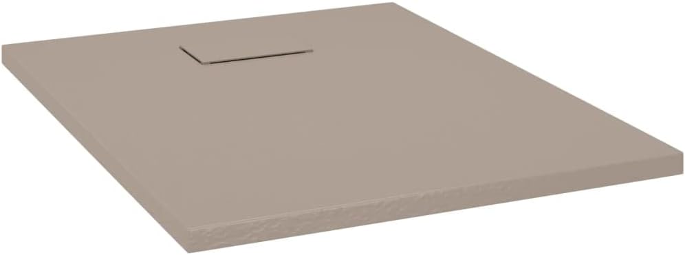 "vidaXL White SMC Shower Base Tray - Modern, Low-Profile Design - Reinforced with Resin, Fiberglass, and Stone Powder - Slate Stone Surface for Skid-Resistance"