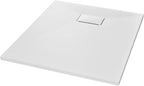 "vidaXL White SMC Shower Base Tray - Modern, Low-Profile Design - Reinforced with Resin, Fiberglass, and Stone Powder - Slate Stone Surface for Skid-Resistance"