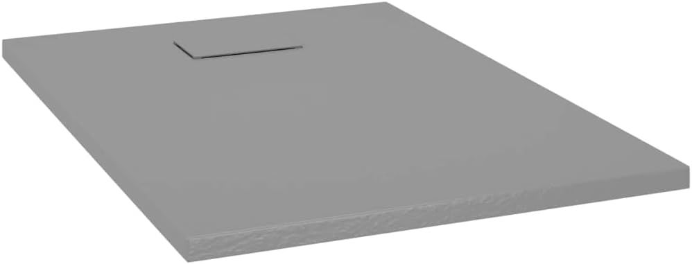 "vidaXL White SMC Shower Base Tray - Modern, Low-Profile Design - Reinforced with Resin, Fiberglass, and Stone Powder - Slate Stone Surface for Skid-Resistance"