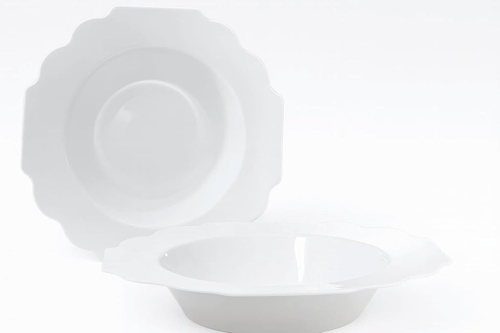" OCCASIONS " 120 Plates Pack, Heavyweight Disposable Wedding Party Plastic Plates (6.5'' Cake/Dessert Plate, Imperial White/Blue & Silver)