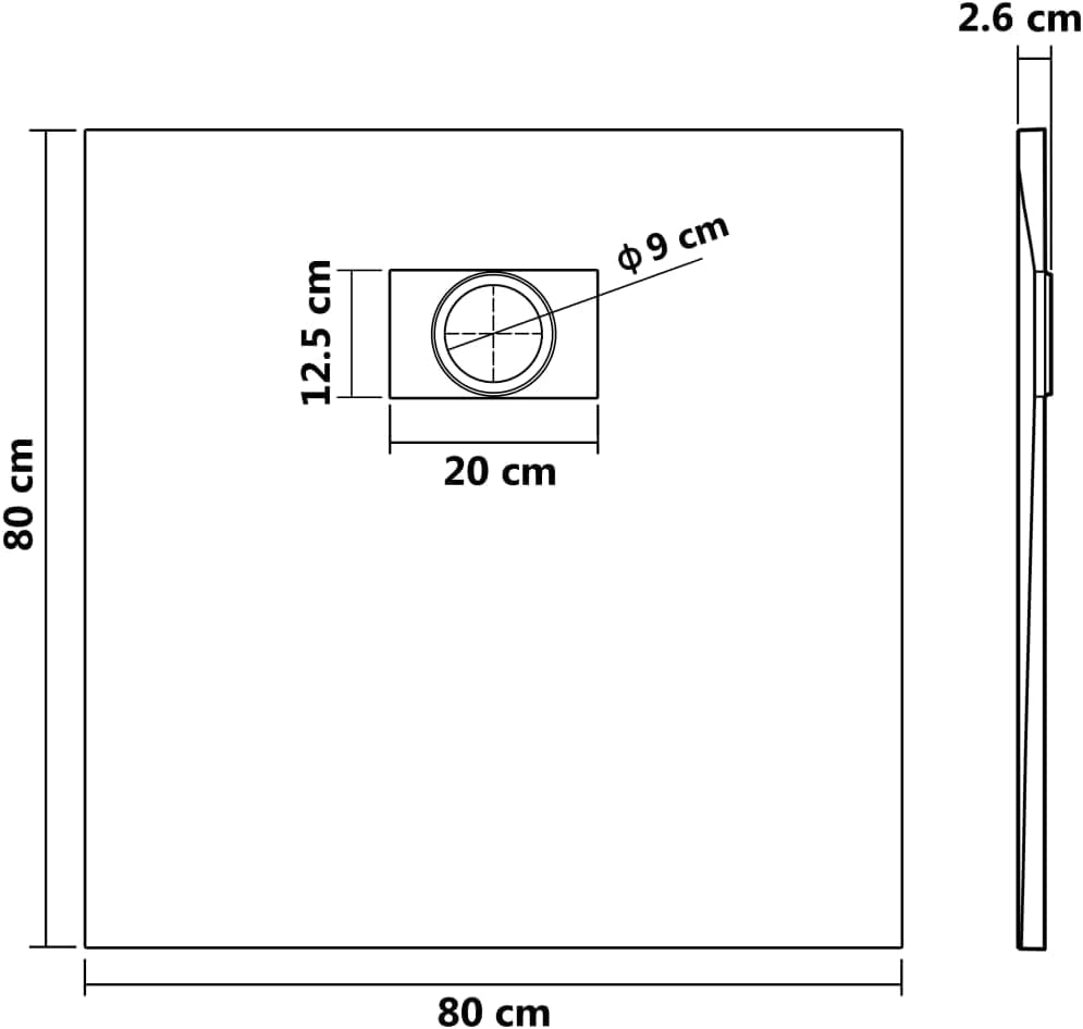 "vidaXL White SMC Shower Base Tray - Modern, Low-Profile Design - Reinforced with Resin, Fiberglass, and Stone Powder - Slate Stone Surface for Skid-Resistance"