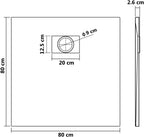 "vidaXL White SMC Shower Base Tray - Modern, Low-Profile Design - Reinforced with Resin, Fiberglass, and Stone Powder - Slate Stone Surface for Skid-Resistance"