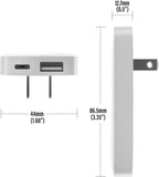 (3 Pack) Flat Type C Wall Charger, Galvanox Ultra Slim Dual Port USB-C/USB-A Multi Port Travel Plug, Low Profile Power Adapter (Fast Charging 20W)