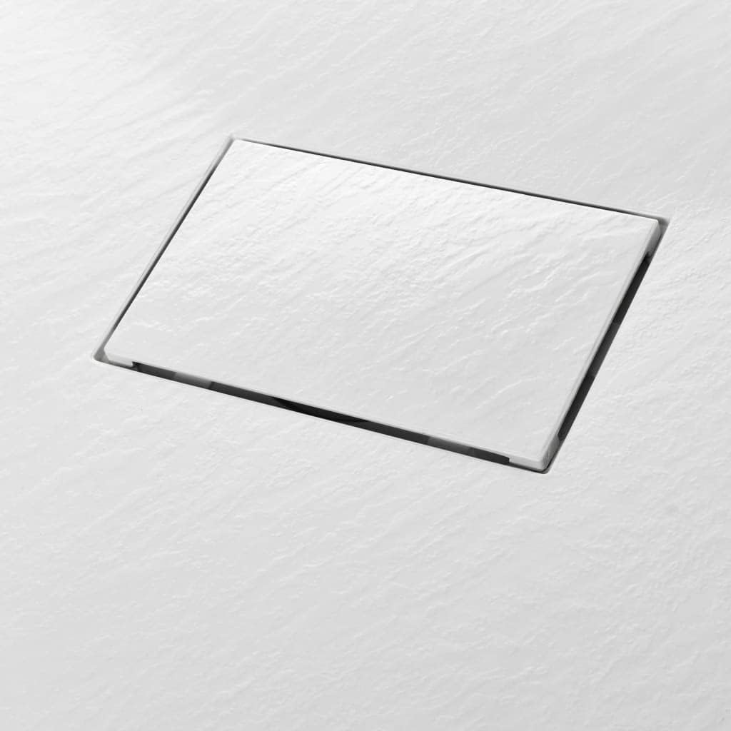 "vidaXL White SMC Shower Base Tray - Modern, Low-Profile Design - Reinforced with Resin, Fiberglass, and Stone Powder - Slate Stone Surface for Skid-Resistance"