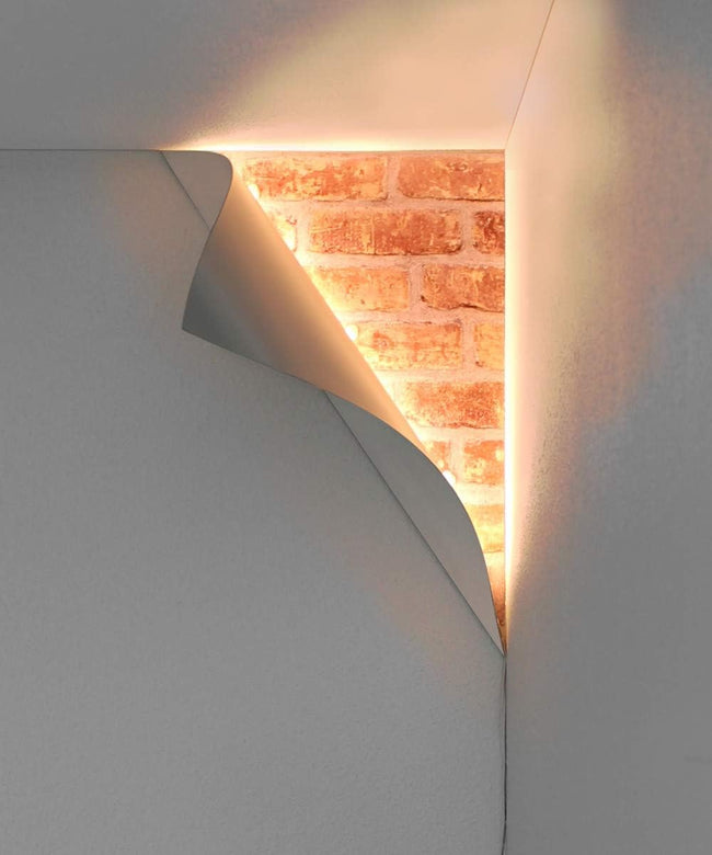 "Big Reveal" LED Corner Light 18" White Curved Metal Hover Image