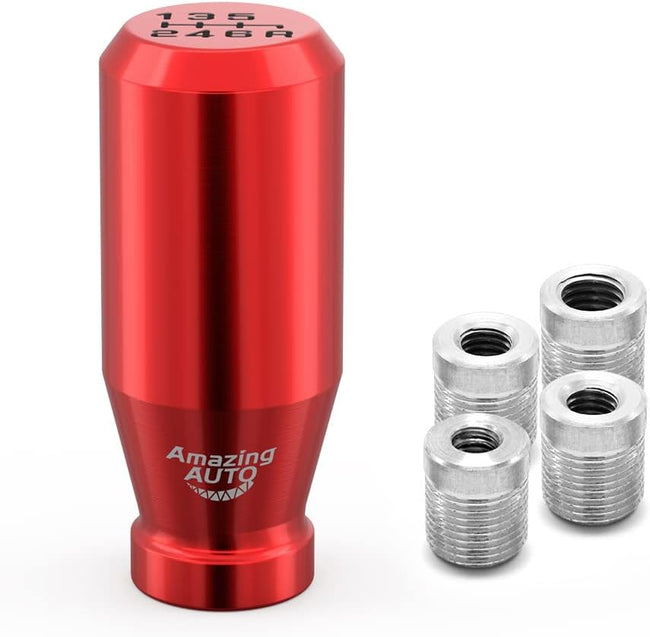 (Red) 6 Speed Weighted Manual Universal Automatic Gear Shifter Shift Knobs with 4 Adapters Fit Compatible with Manual Cars Most Automatic Cars Hover Image