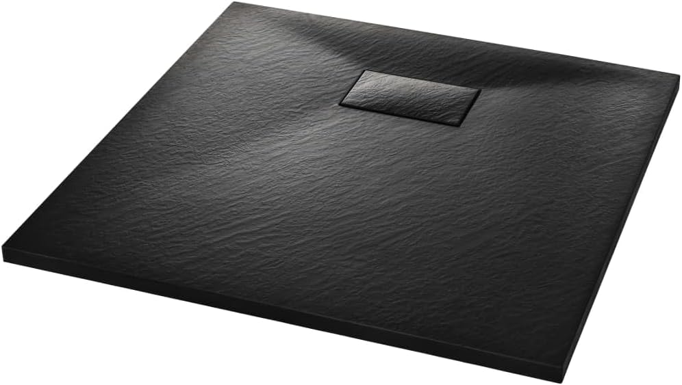 "vidaXL White SMC Shower Base Tray - Modern, Low-Profile Design - Reinforced with Resin, Fiberglass, and Stone Powder - Slate Stone Surface for Skid-Resistance"