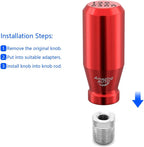(Red) 6 Speed Weighted Manual Universal Automatic Gear Shifter Shift Knobs with 4 Adapters Fit Compatible with Manual Cars Most Automatic Cars