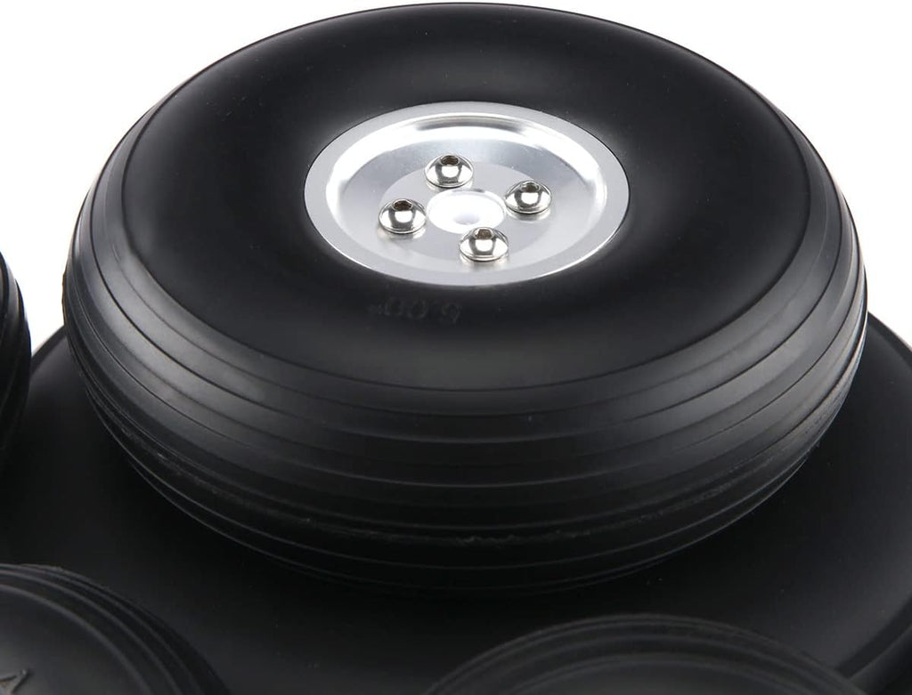 1 Pairs PU Wheels W/Aluminum Core Alloy Hub 1Inch/1.25/1.5/1.75/2/2.25/2.5/2.75/3/3.25/3.5/3.75/4/4.5/5"; for RC Airplane Model(95mm 3.75inch)
