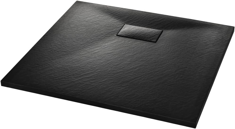 "vidaXL White SMC Shower Base Tray - Modern, Low-Profile Design - Reinforced with Resin, Fiberglass, and Stone Powder - Slate Stone Surface for Skid-Resistance"