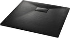 "vidaXL White SMC Shower Base Tray - Modern, Low-Profile Design - Reinforced with Resin, Fiberglass, and Stone Powder - Slate Stone Surface for Skid-Resistance"