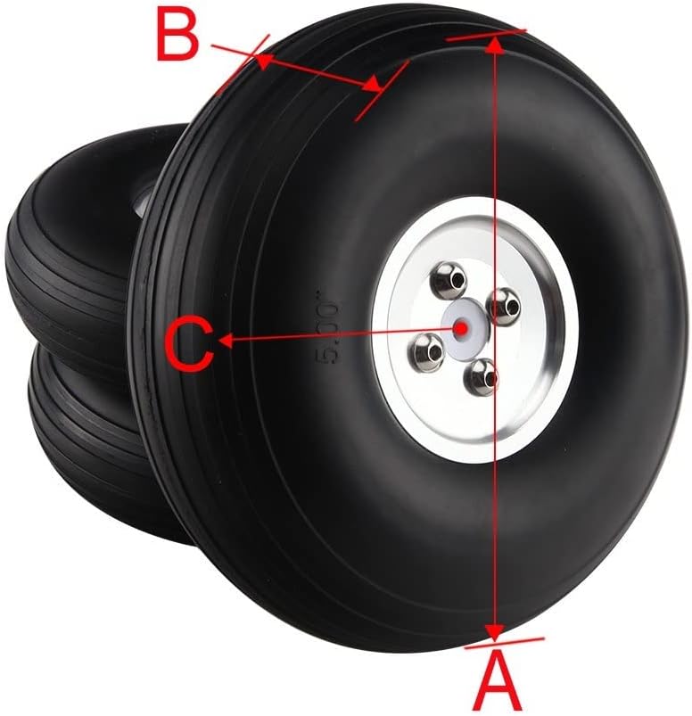 1 Pairs PU Wheels W/Aluminum Core Alloy Hub 1Inch/1.25/1.5/1.75/2/2.25/2.5/2.75/3/3.25/3.5/3.75/4/4.5/5"; for RC Airplane Model(95mm 3.75inch)