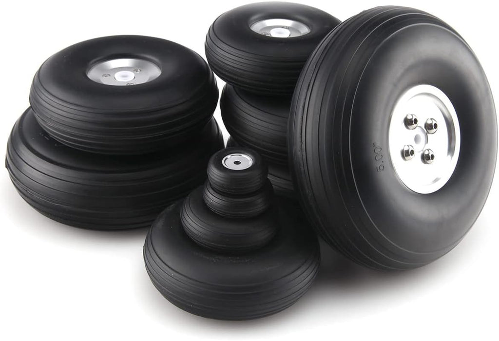 1 Pairs PU Wheels W/Aluminum Core Alloy Hub 1Inch/1.25/1.5/1.75/2/2.25/2.5/2.75/3/3.25/3.5/3.75/4/4.5/5"; for RC Airplane Model(95mm 3.75inch)