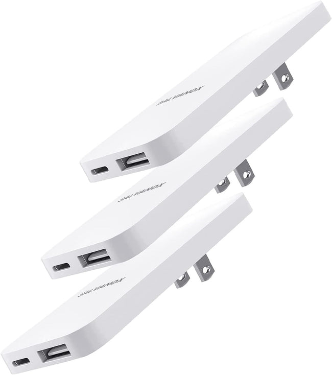 (3 Pack) Flat Type C Wall Charger, Galvanox Ultra Slim Dual Port USB-C/USB-A Multi Port Travel Plug, Low Profile Power Adapter (Fast Charging 20W) Hover Image