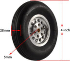 1 Pair of - RC Parts Rubber Wheel Tire with Alu Hub1.75/2.5"/ 2.75/3" / 3.5" / 4" /4.5"/5'' for RC Airplane Model(101mm 4.0inch)