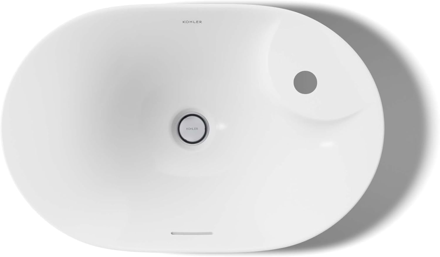"KOHLER 31705-1-0 Chalice 22-3/4"" Oval Vessel Bathroom Vanity Sink Basin with Single Faucet Deck Hole, Bathroom Sinks Above Counter, White "
