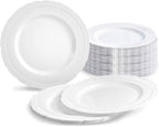 " OCCASIONS " 120 Plates Pack, Extra Heavyweight Disposable Vintage Wedding Party Plastic Plates (11'' Dinner Plate, Chateau in Blue)