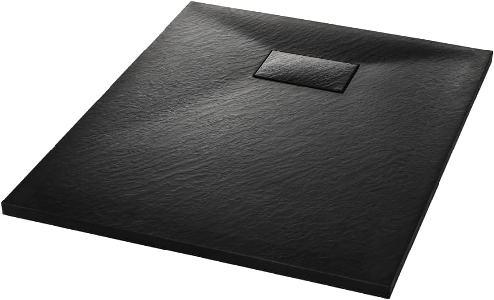 "vidaXL White SMC Shower Base Tray - Modern, Low-Profile Design - Reinforced with Resin, Fiberglass, and Stone Powder - Slate Stone Surface for Skid-Resistance"