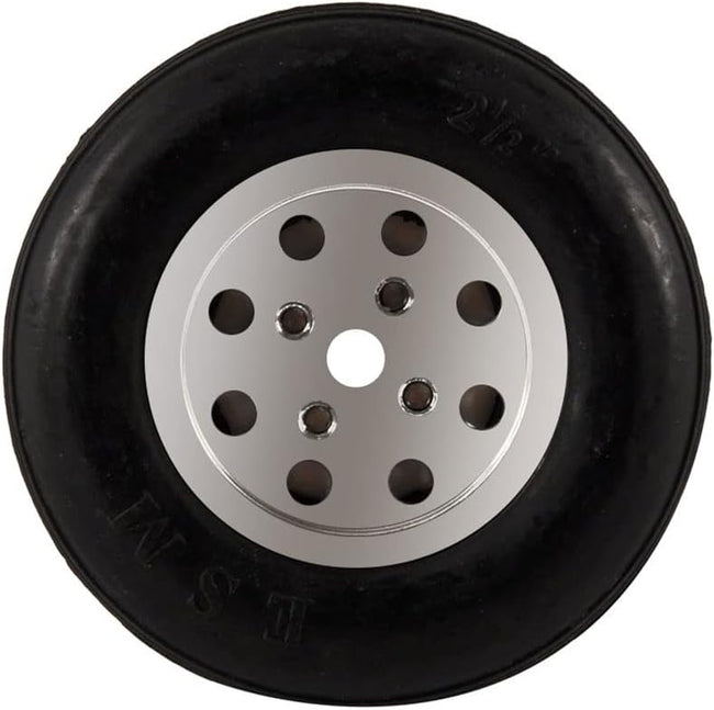 1 Pair of - RC Parts Rubber Wheel Tire with Alu Hub1.75/2.5"/ 2.75/3" / 3.5" / 4" /4.5"/5'' for RC Airplane Model(101mm 4.0inch) Hover Image