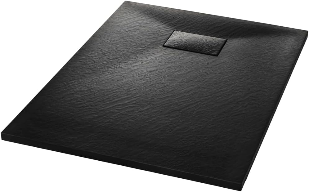 "vidaXL White SMC Shower Base Tray - Modern, Low-Profile Design - Reinforced with Resin, Fiberglass, and Stone Powder - Slate Stone Surface for Skid-Resistance"