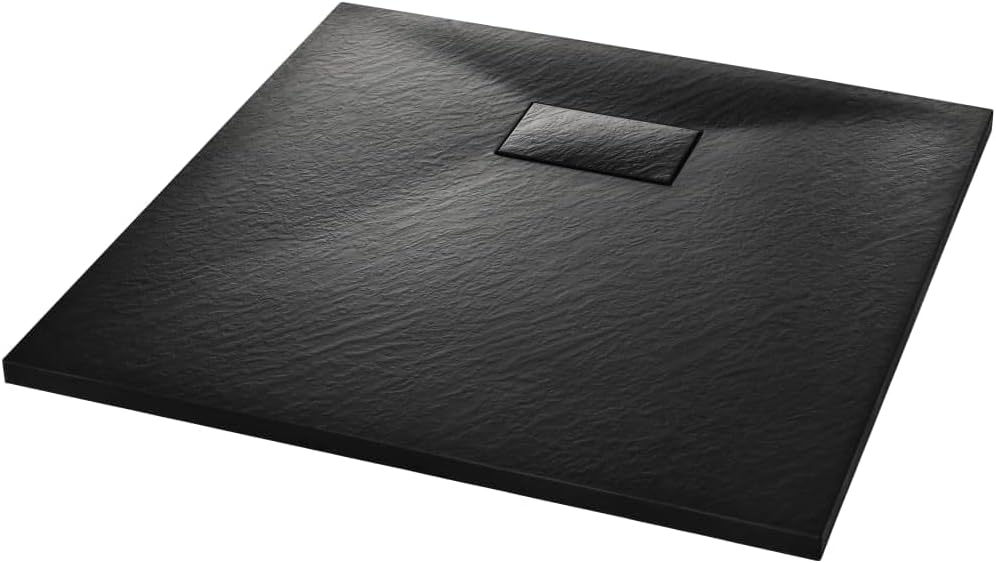 "vidaXL White SMC Shower Base Tray - Modern, Low-Profile Design - Reinforced with Resin, Fiberglass, and Stone Powder - Slate Stone Surface for Skid-Resistance"