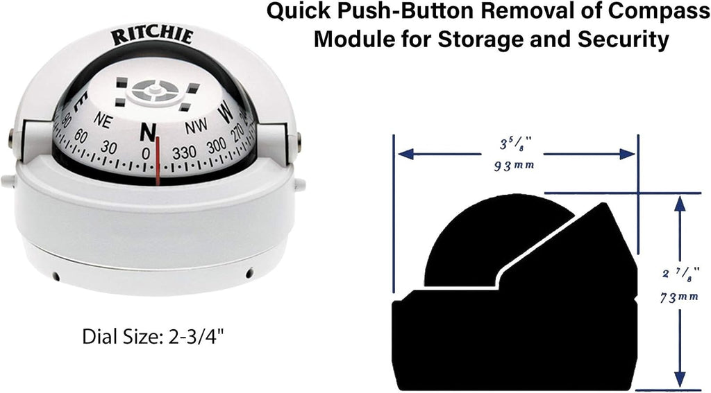 'Compass, Surface Mount, 2.75'' Dial, Wht.'