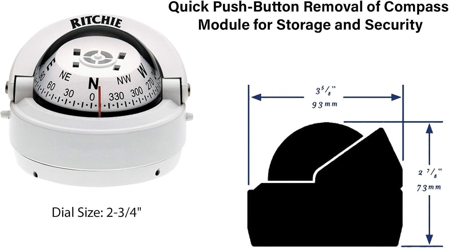 'Compass, Surface Mount, 2.75'' Dial, Wht.'
