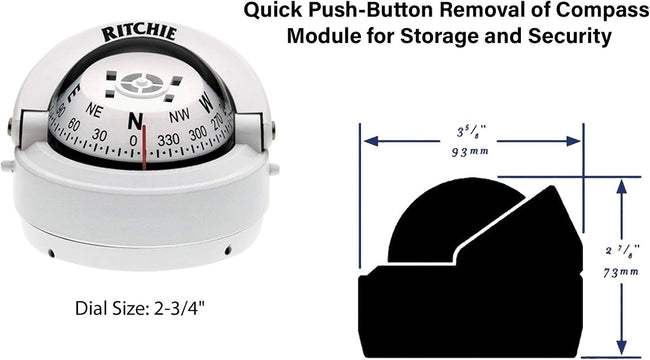 'Compass, Surface Mount, 2.75'' Dial, Wht.' Main Image