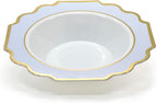 " OCCASIONS " 120 Plates Pack, Heavyweight Disposable Wedding Party Plastic Plates (6.5'' Cake/Dessert Plate, Imperial White/Blue & Silver)