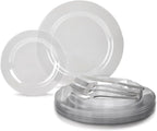 " OCCASIONS " 120 Plates Pack,(60 Guests) Heavyweight Premium Wedding Party Disposable Plastic Plates Set -60 x 10.5'' Dinner + 60 x 7.5'' Salad/Dessert (Plain Clear)