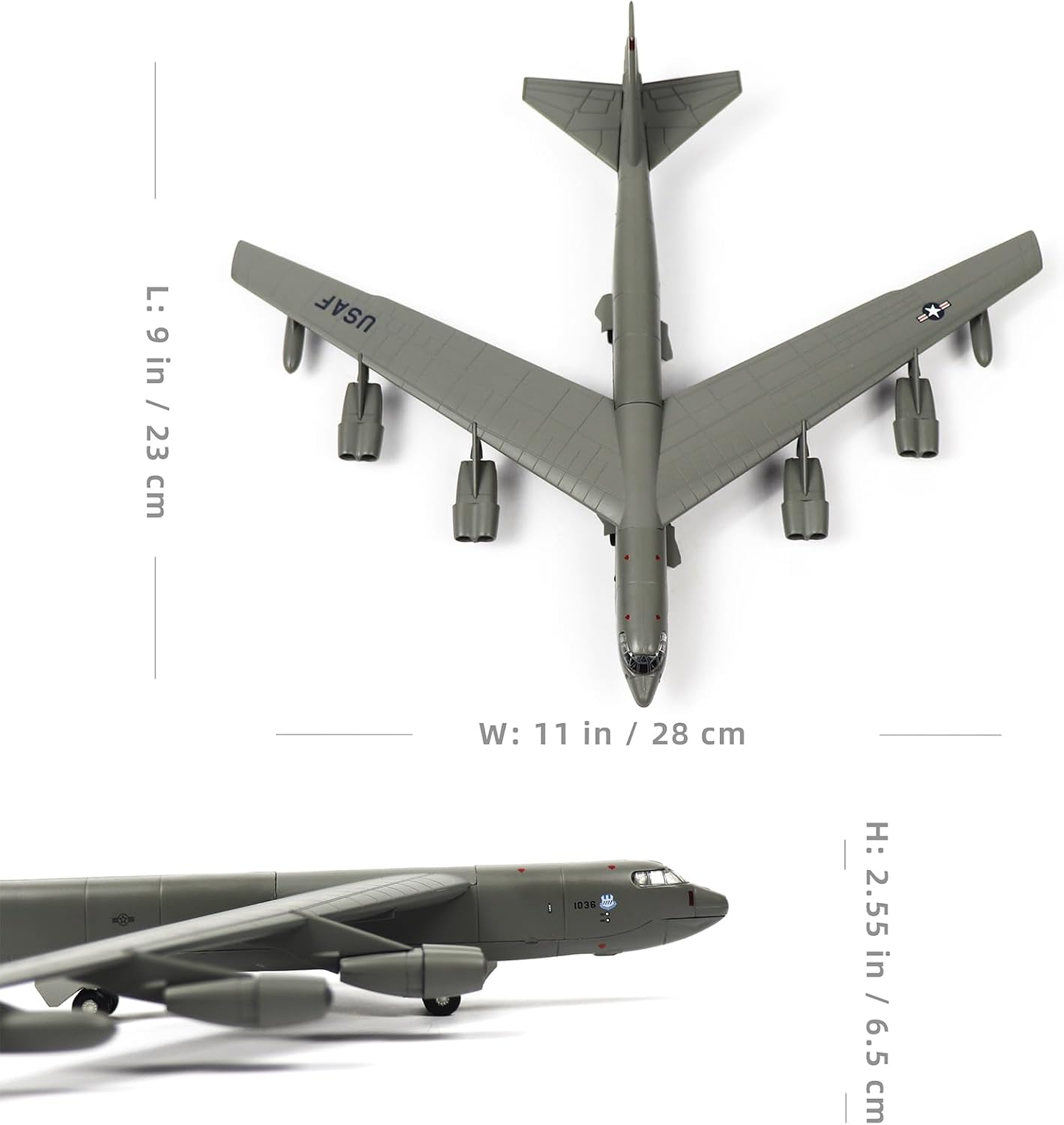 1/200 Scale B-52(Stratofortress) Long-Range Subsonic Jet-Powered Strategic Bomber Diecast Military Aircraft Model Display Model Aircraft for Display Collection or Gift