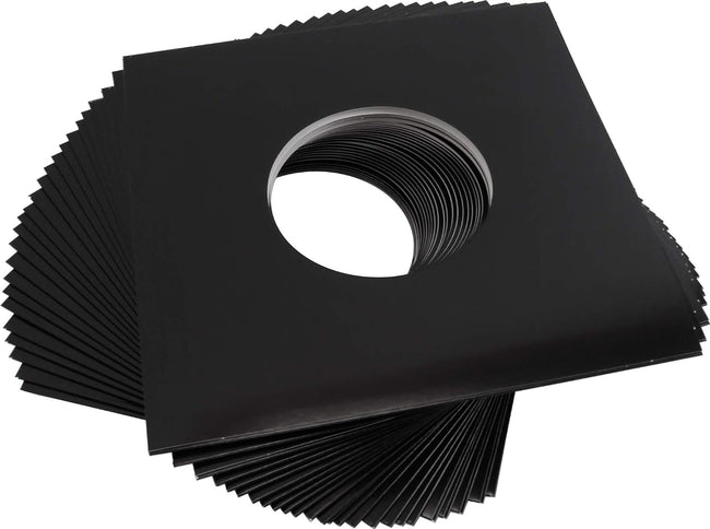 (25) 7" Heavyweight Record Jackets - Black with Center Hole - #07JWBKHH Hover Image