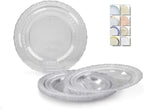 " OCCASIONS " 120 Plates Pack, Extra Heavyweight Disposable Vintage Wedding Party Plastic Plates (11'' Dinner Plate, Chateau in Blue)