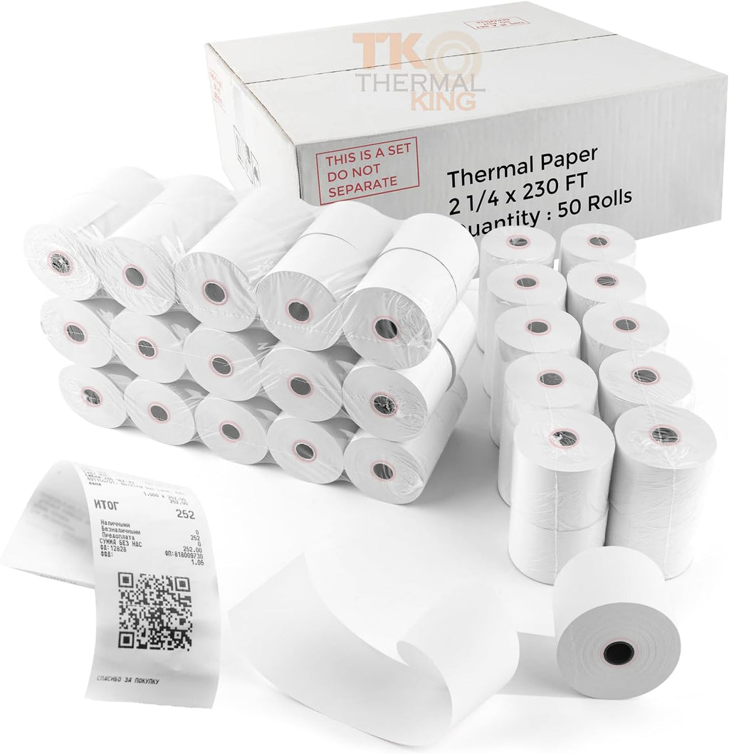 (100 Rolls) 2 1/4" x 50' Thermal Paper, POS Receipt Paper for Retail Business Cash Register, Fits All Credit Card Terminal