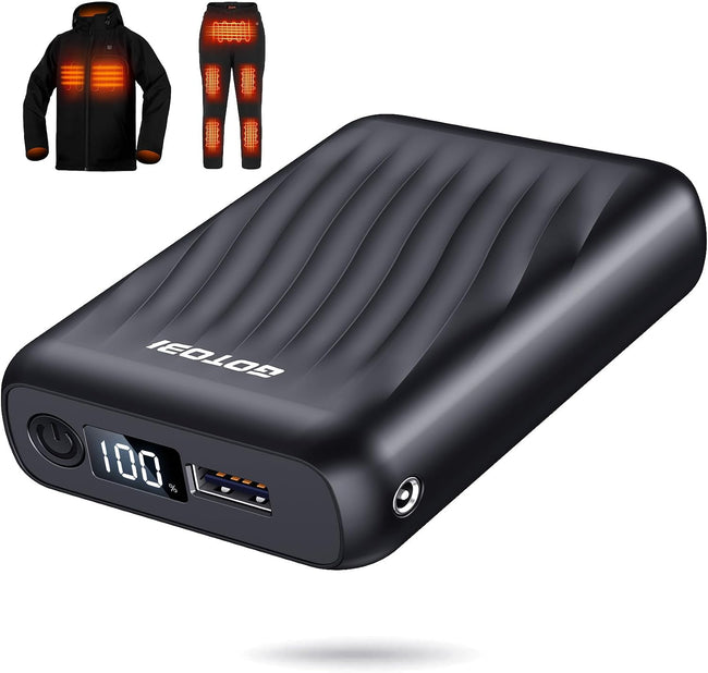 Heated Jacket Battery Pack - Power Bank with LED Display and 2 Adapter Cables for Wulcea, ULUSERN, Genovega, and Other Outdoor Heating Coat Hover Image