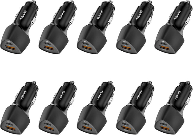 (10pack) SUNDA USB C Fast Car Charger 51W Dual Ports PD/PPS&QC3.0, Cell Phone Automobile Chargers, for Apple Smart-Phones and Android Car Charger, Compatible with iPhone 16/15 Pro/14 Mini/iPhone 13 Hover Image