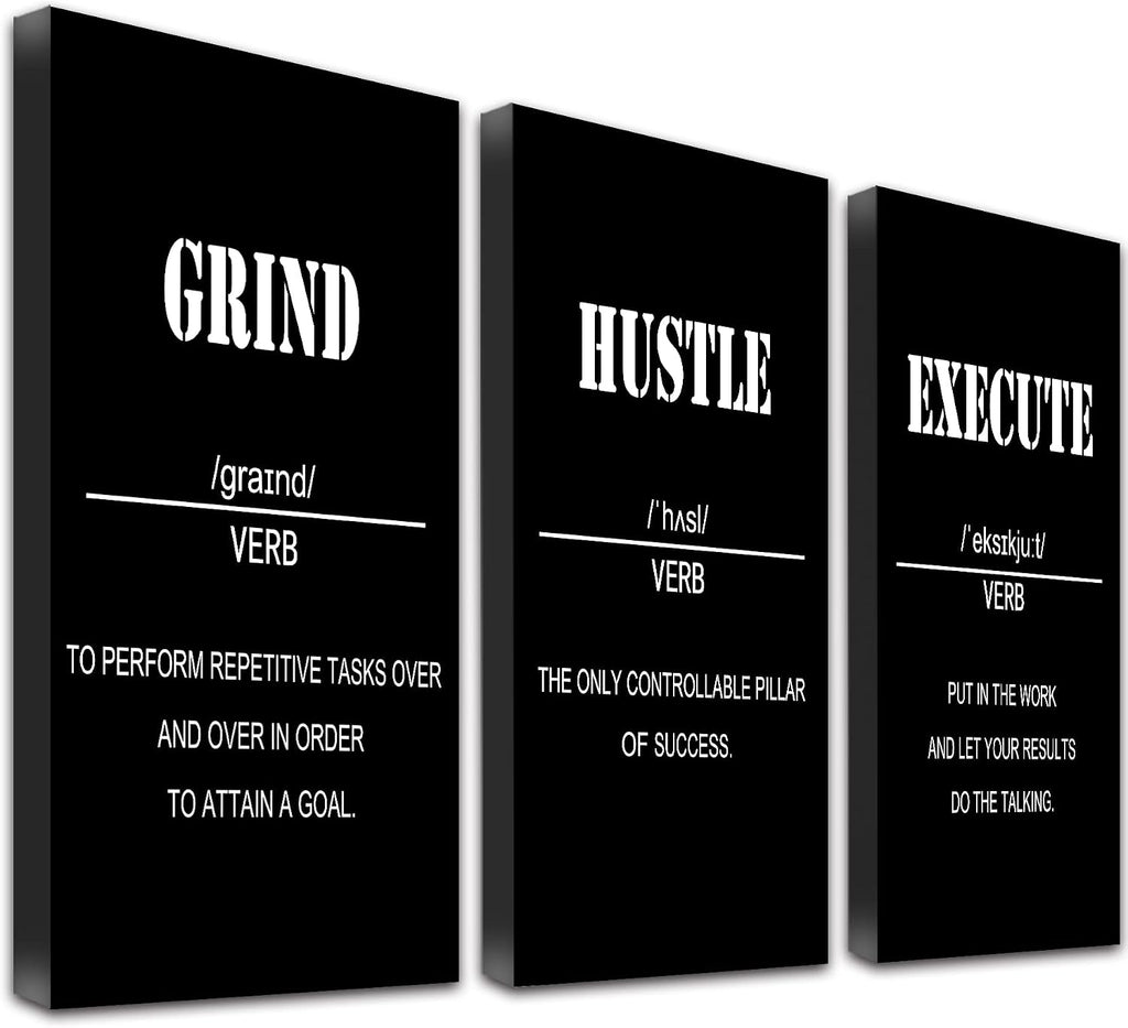 Inspirational Office Wall Art Motivational Wall Decor  12” x16” Quotes Wall Art for Living Room - Encouraging Canvas Posters for Bedroom - Sayings for Wall Decor - Set of 6 PCS Framed