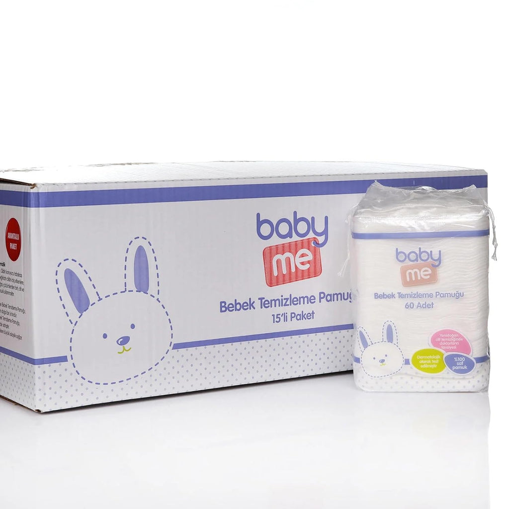 100% Cotton Baby Pads, (Total 900 Counts in 15 Packs) Squares Cotton pad for Baby Care Pads (15 Pack)