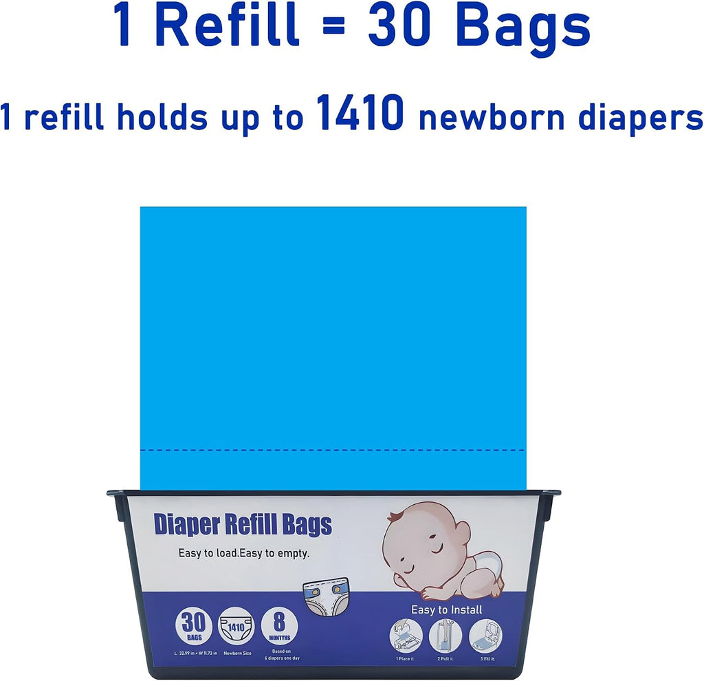 120 Bags Diaper Pail Refills Bags Compatible with Genie Easy Roll Signature & Platinum Diaper Pails,Each Refill Cartridge Holds up to 1410 Newborn Diapers