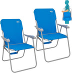 #WEJOY Folding Beach Chair for Adults, Lightweight Beach Chair with Shoulder Straps, High Back Camping Chairs with Hard Armrest, Supports 300lbs for Outdoor Lawn Concert