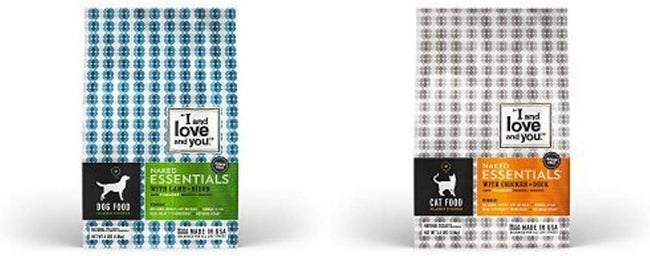 "I And Love And You" Naked Essentials Kibble, Dog & Cat Variety: Chicken & Duck (Cat) & Lamb & Bison (Dog) Hover Image