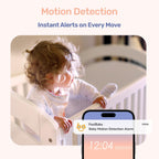 1080P WiFi Baby Monitor with Camera and Audio, Pan-Tilt-Zoom Video Camera, 4'' IPS Screen, HD Night Vision, Motion & Cry Detection, 360° View, Temperature Sensor, Feeding Reminder, Lullabies
