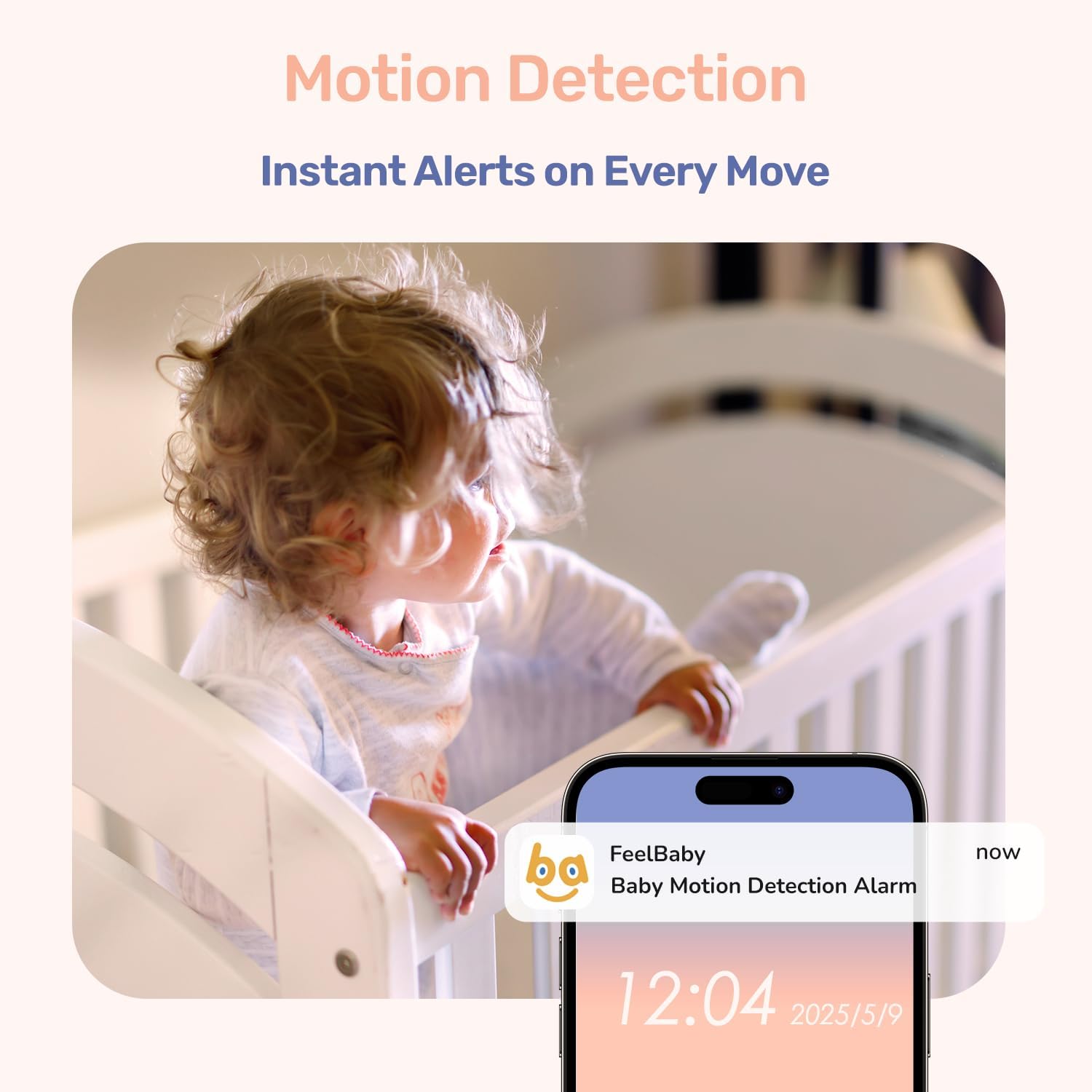 1080P WiFi Baby Monitor with Camera and Audio, Pan-Tilt-Zoom Video Camera, 4'' IPS Screen, HD Night Vision, Motion & Cry Detection, 360° View, Temperature Sensor, Feeding Reminder, Lullabies